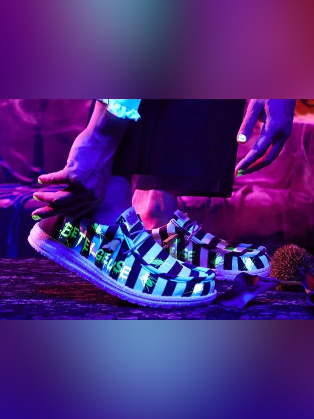 HEY DUDE Beetlejuice Shoes NWT Glow in the Dark. Men's 9/Woman's 11